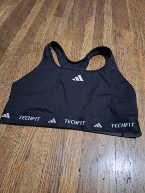 adidas Black Techfit Supportive Racerback Sports Bra